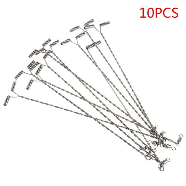 Fishing Wire Arm With Swivel T Shaped Stainless Steel 9/12/15cm Rig Tackle 10Pcs